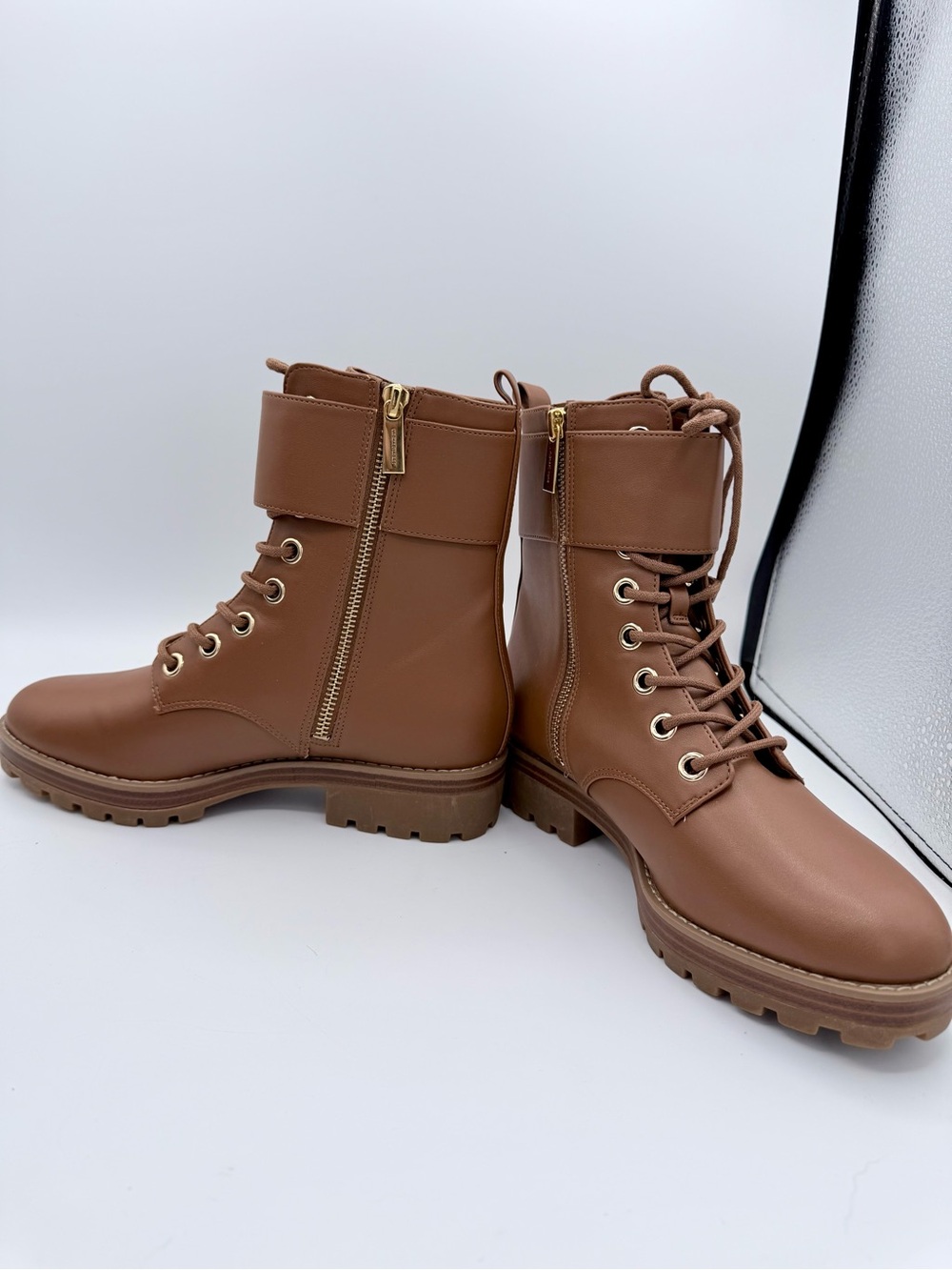 Michael Kors Rhody Combat Boots Cognac‎ Leather 7 - Picture 9 of 12